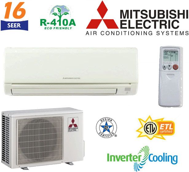 30000 BTU Mitsubishi MR. SLIM Ductless Mini Split Air Conditioner   2 