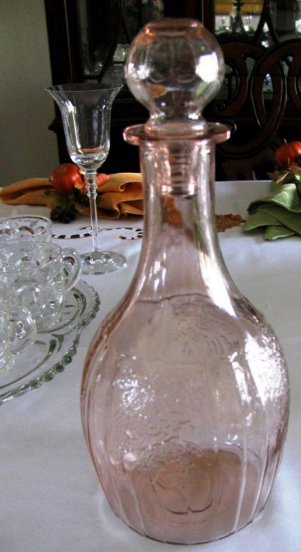 MAYFAIR PINK DEPRESSION WINE DECANTER  