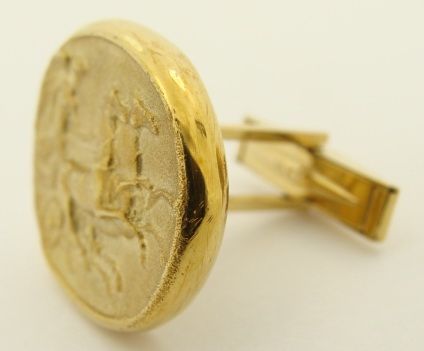 Mens 14K Gold ROMAN Warrior Cufflinks  