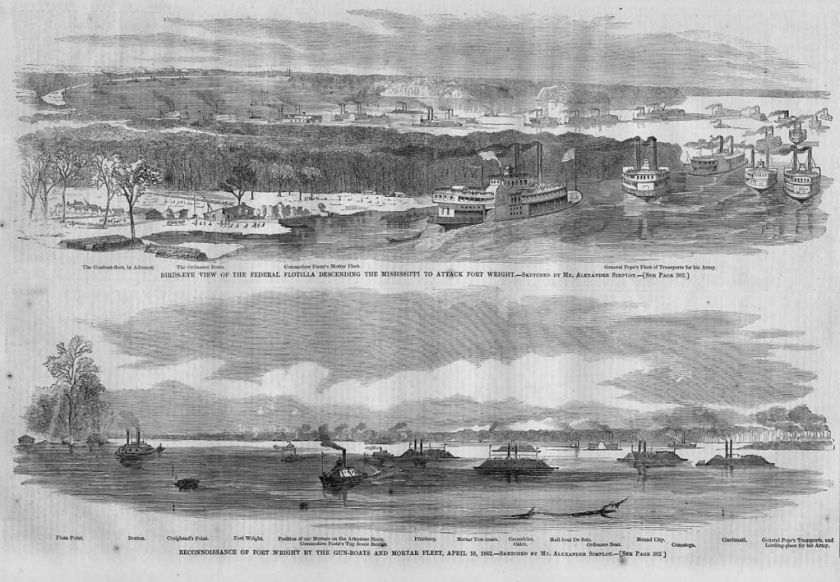 FORT WRIGHT, CIVIL WAR GUN BOATS, FOOTES MORTAR FLEET  