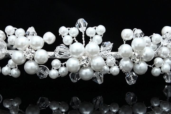 Bridal Flower Rhinestone Crystal Pearl Wedding Headband Tiara 8781 