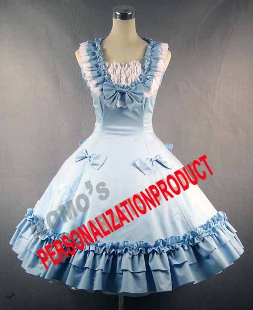 Sweet lolita light blue Ball Gown Halloween Cosplay Knee Length Dress 