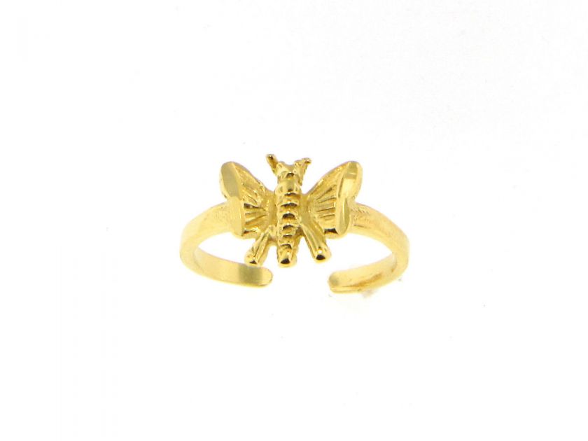 24K GOLD EP TOE RING ADJUSTABLE SIZE BUTTERFLY  