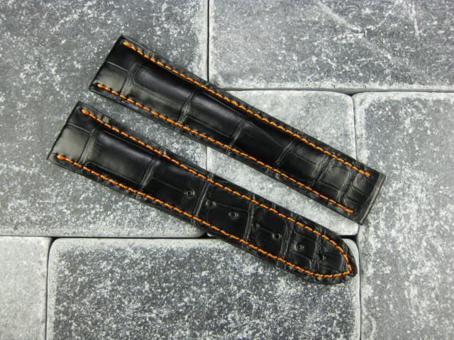 22mm Genuine Alligator Deployment Strap Leather Orange Band for OMEGA 