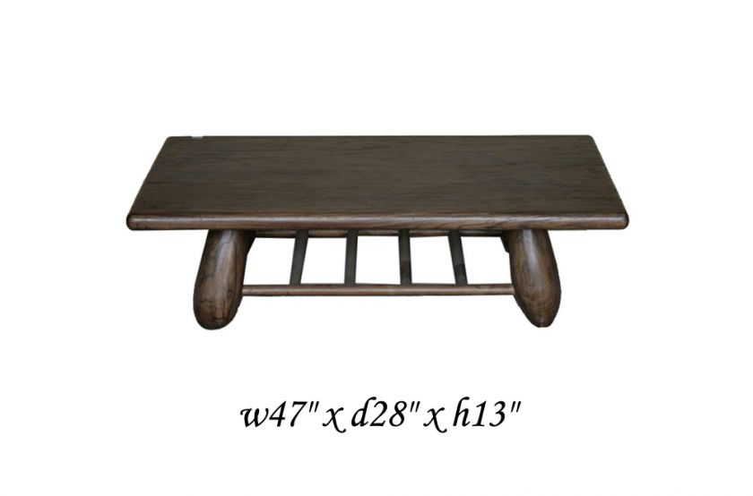 Rustic Natural Wood Oval Legs Low Coffee Table s1352  