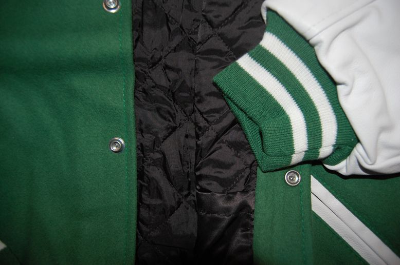 More Pictures of This Kelly Green and White Varsity Letterman Jacket