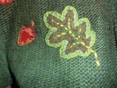 NORTHERN ISLES GREEN GORGEOUS Sweater XL Leaves Womens Designer  