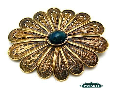 Fine Vintage Silver & Filigree Brooch, Israel, 1950s  