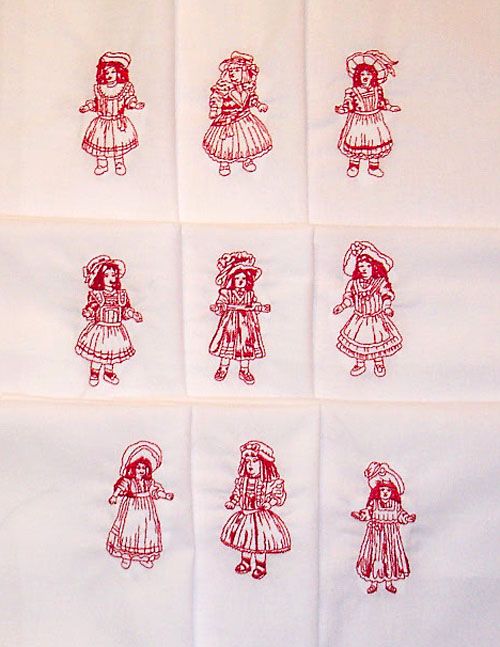 VINTAGE~ANTIQUE DOLL~EMBROIDERED QUILT BLOCKS  