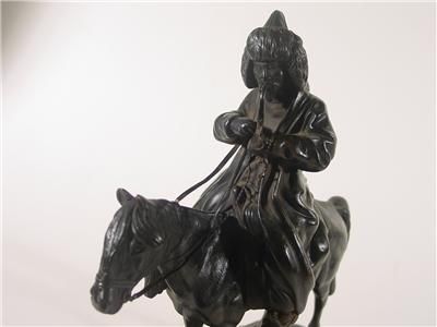   Imperial Russian Cast Iron Figurine Kyrgyz On Horse Rare Russia  