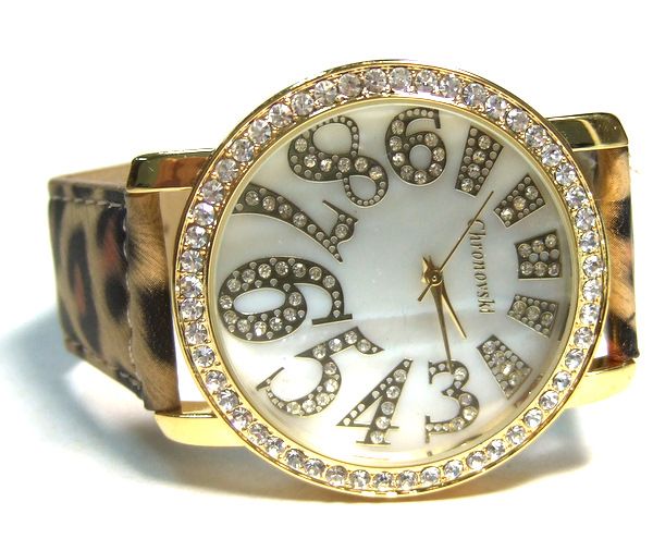 Leopard Strap Chronovski Funky Number Unisex Watch FNGL  