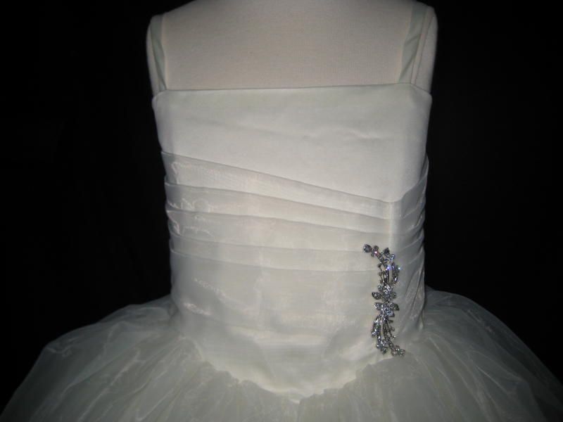  girl dress features a satin spaghetti strap bodice with a pleated 