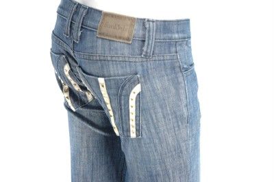 Frankie B Premium Slim Boot Leather Striped Studded Pocket Jeans Size 