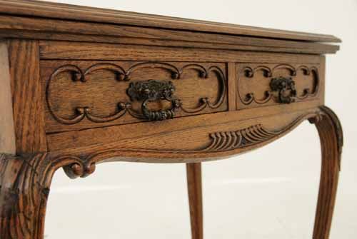 Antique French Carved Oak Turn Over Games, Console, Foyer Table  