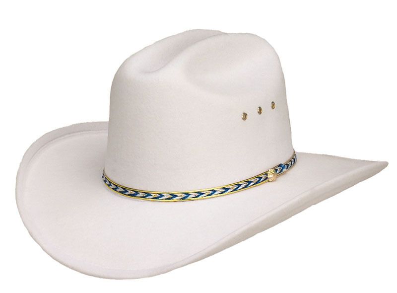 WHITE FELT COWBOY CATTLEMAN HAT   LINED   New   Size 7   56 cm  