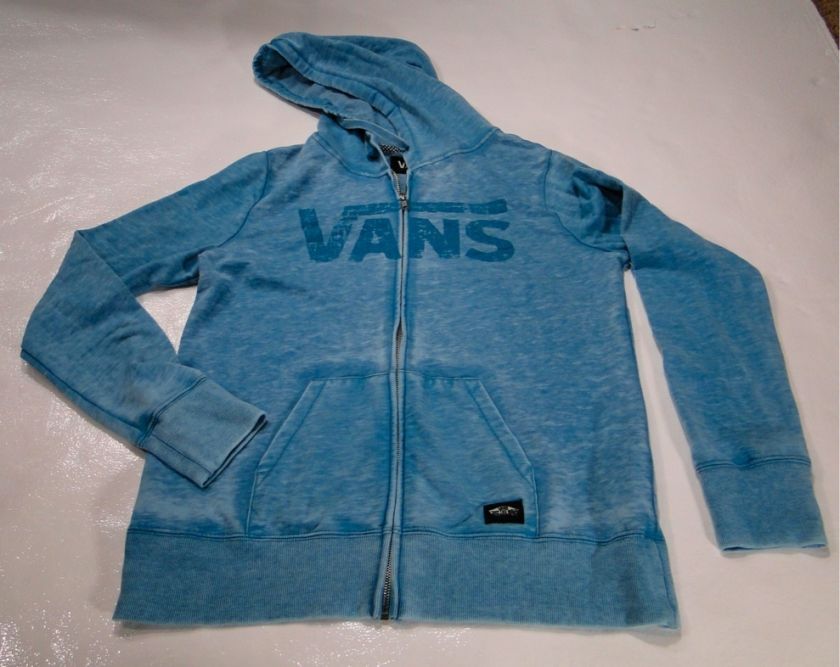 NEW VANS HOODIE ZIP UP GIRLS BLUE BIG LOGO XLARGE  