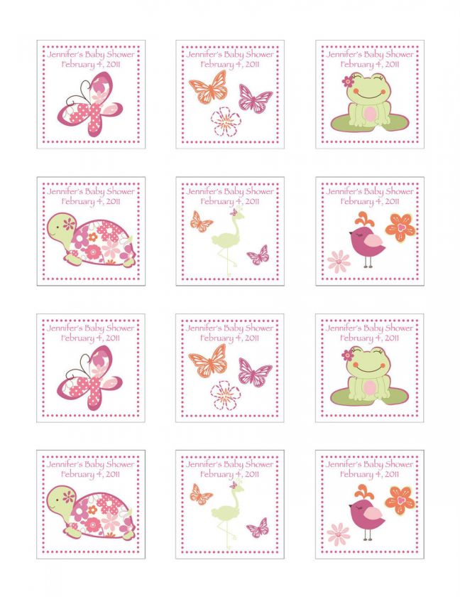 24 Personalized Cocalo Once Upon a Pond Baby Shower Favor Stickers 