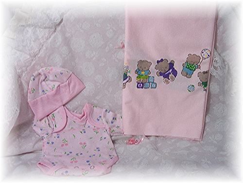 REBORN DOLL 3 Peice Outfit Onsie ,Hat & Blanket 15 20  