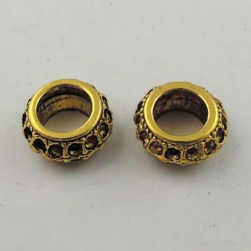 7mm Atq gold look circle beads jewelry findings 20pcs  