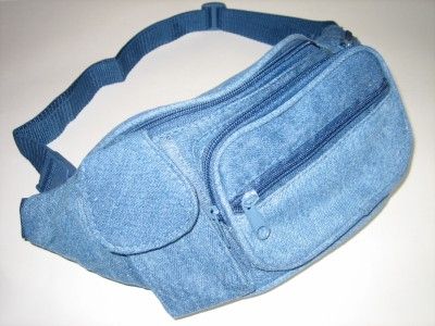 BULE DENIM WAIST BELT FANNY PACK POUCH PURSE LARGE SIZE  