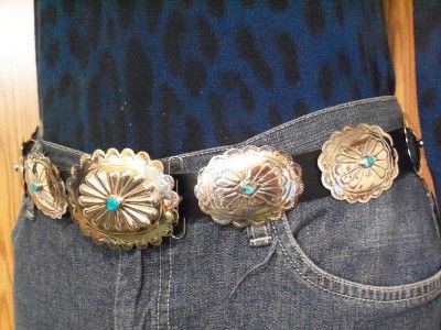 ELEGANT NEW 11 PIECE NAVAJO NICKLE SILVER CONCHO BELT W/ TURQ & LARGE 