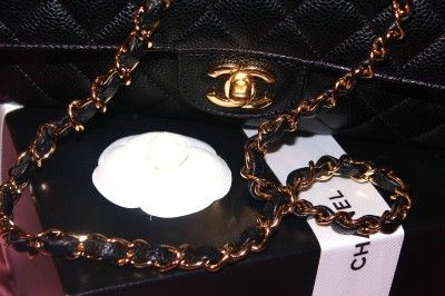 CHANEL MEDIUM M/L CLASSIC FLAP IN BLACK CAVIAR WITH GOLD HARDWARE