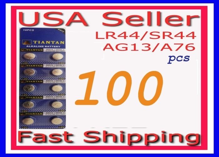 100 AG13 SR44 LR44 A76 A01 675A PX76A Alkaline battery  