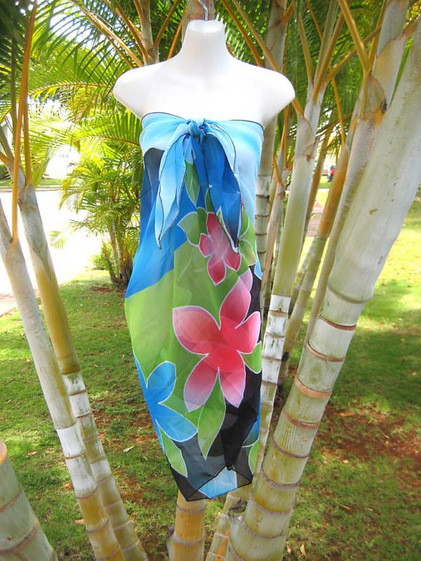   LAYING ON BEACH Hawaii Pareo Beach Cover up Wrap Skirt Dress  