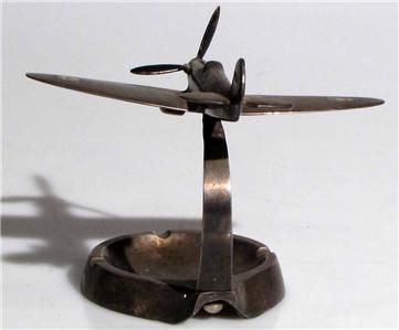 TRENCH ART SPITFIRE ASHTRAY,GUN METAL  