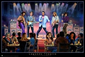 LEGENDS THEATRE ELVIS,HENDRIX,LENNON,BUDDY HOLLY,JIM MORRISON, POSTER 