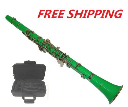   NEW Bb GREEN CLARINET+CASE+ 813794017761  