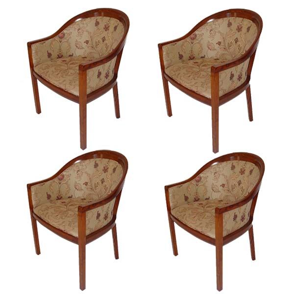 Ward Bennett Enron Carved Cherry Wood Side Chairs  