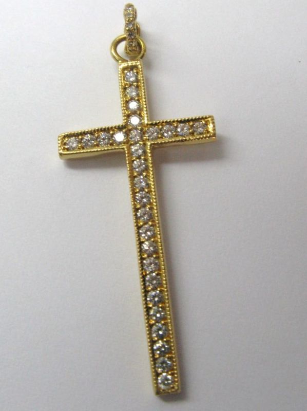 Fine Designer ERICA COURTNEY Diamond Cross Pendant 18K  