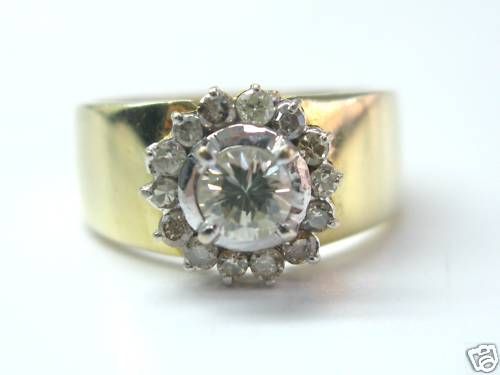 Fine Circular Wide Diamond Jewelry Ring YG 14KT 0.69Ct  