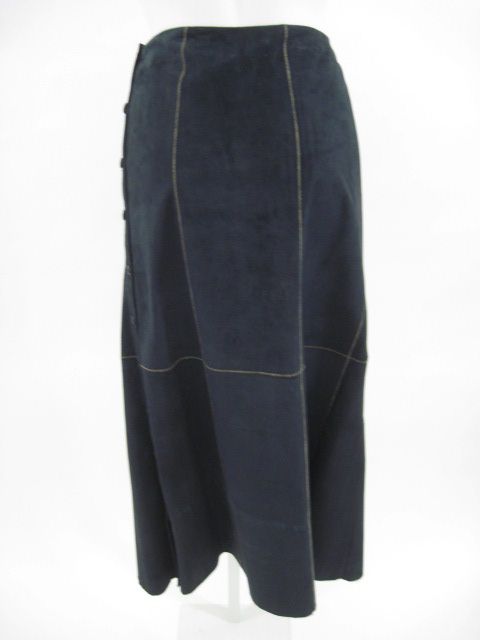 WORTH Navy Blue Suede Button Up Long Skirt Sz 8  
