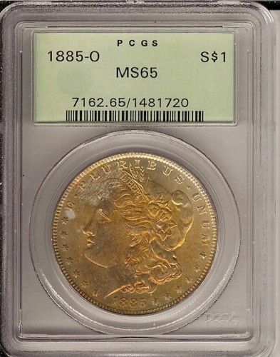 1885 0 Morgan PCGS MS 65 Golden Toned Green Label  