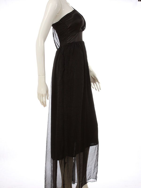 VINTAGE GREEK ONE SHOULDER MAXI EVENING DRESS 0485  