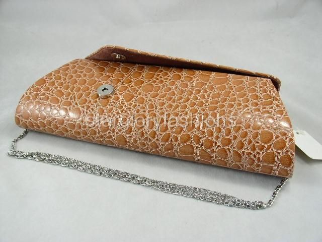 Fashion Lt BROWN PU Leather Crocodile Purse Clutch PLC 082367