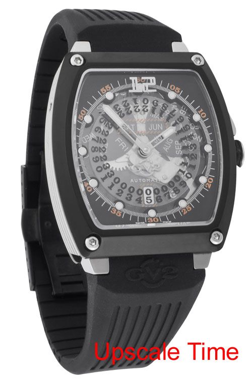 Gevril GV2 X Ray Black Skeleton Calendar Watch 8500  