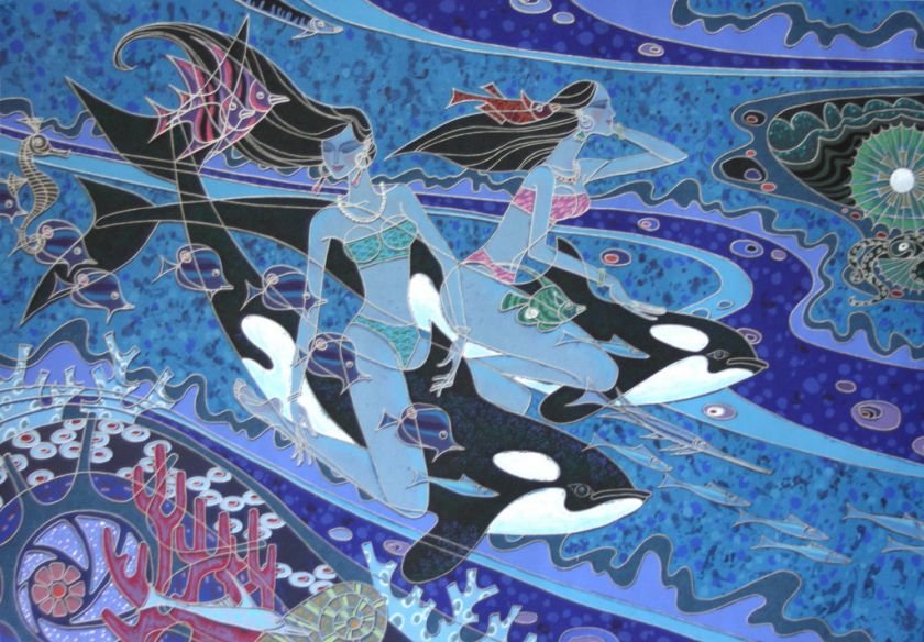 ZU MING HO ISLAND OF THE ORCAS S/N HAND EMBELLISHED  