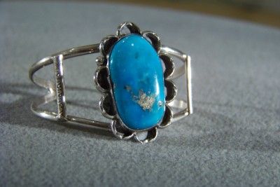 ANTIQUE SILVER TURQUOISE BOLD CUFF BANGLE BRACELET  