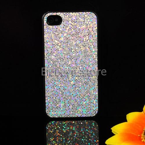   Charm Silver Shining Diamond Pattern Skin Cover Case For iPhone 4 4S