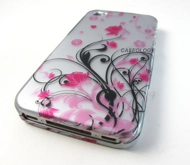 PINK SILVER VINE FLOWERS HARD CASE COVER FOR APPLE IPHONE 4 4s PHONE 