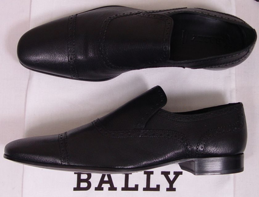 BALLY SHOES $540 BLACK GOATSKIN CAPTOE STITCHED DANUBE LOAFER 10.5 43 