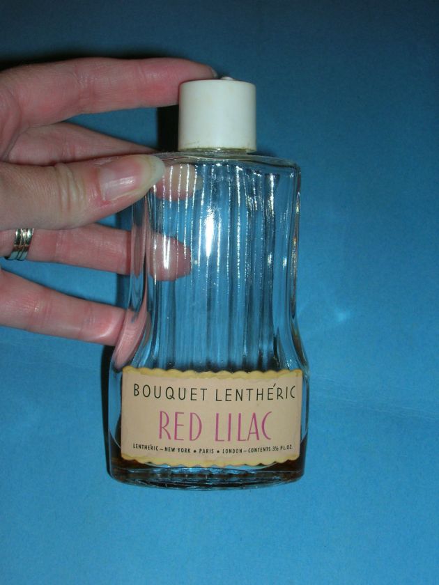 VINTAGE BOUQUET LENTHERIC RED LILAC 3 1/2 FL OZ USED PERFUME BOTTLE 