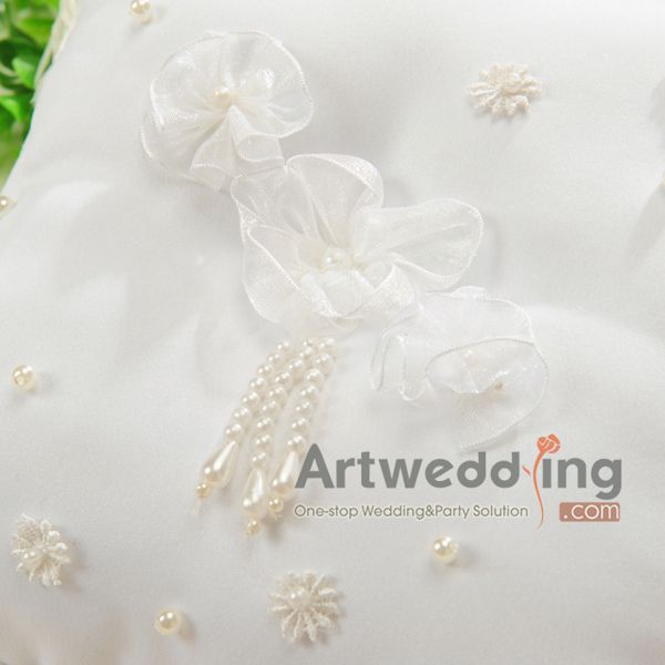 White/Ivory Satin Wedding Ring Cushion/Bridal Pillow  