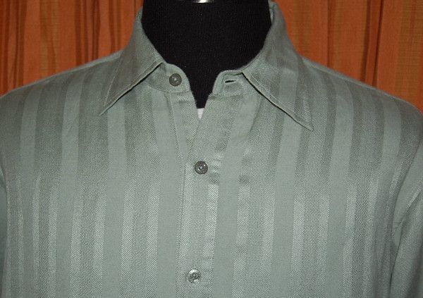 Cubavera GREEN PULLOVER LINEN RAYON SHIRT MENS LARGE  