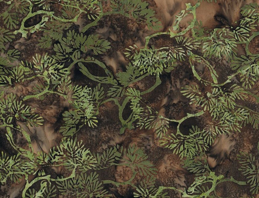   Fabric Hoffman Batik 2217 Earth Leaf Brown Green Cotton New BTHY