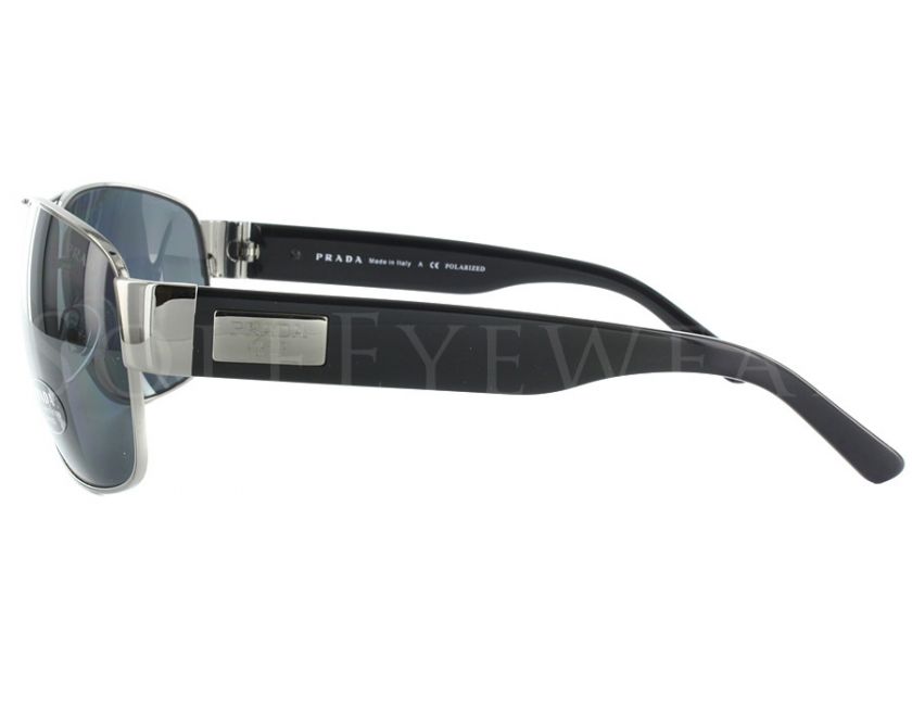 NEW Prada SPR 61L 5AV/5Z1 Black Ruthenium / Polarized Grey Aviator 