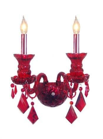 LIGHT BEAUTIFUL DECO RED WALL SCONCE CRYSTALS   